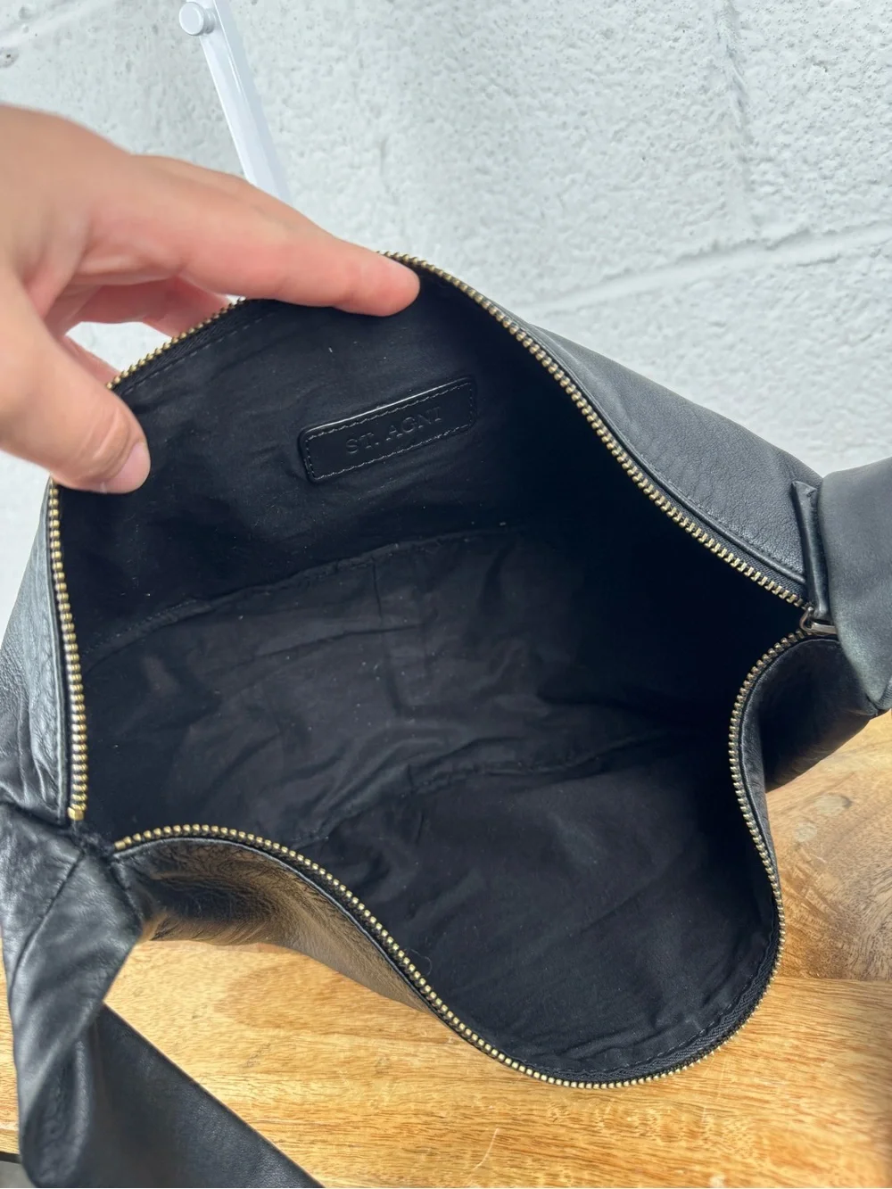 St. Agni Soft Crescent Bag Black Lambskin Leather Shoulder Bag